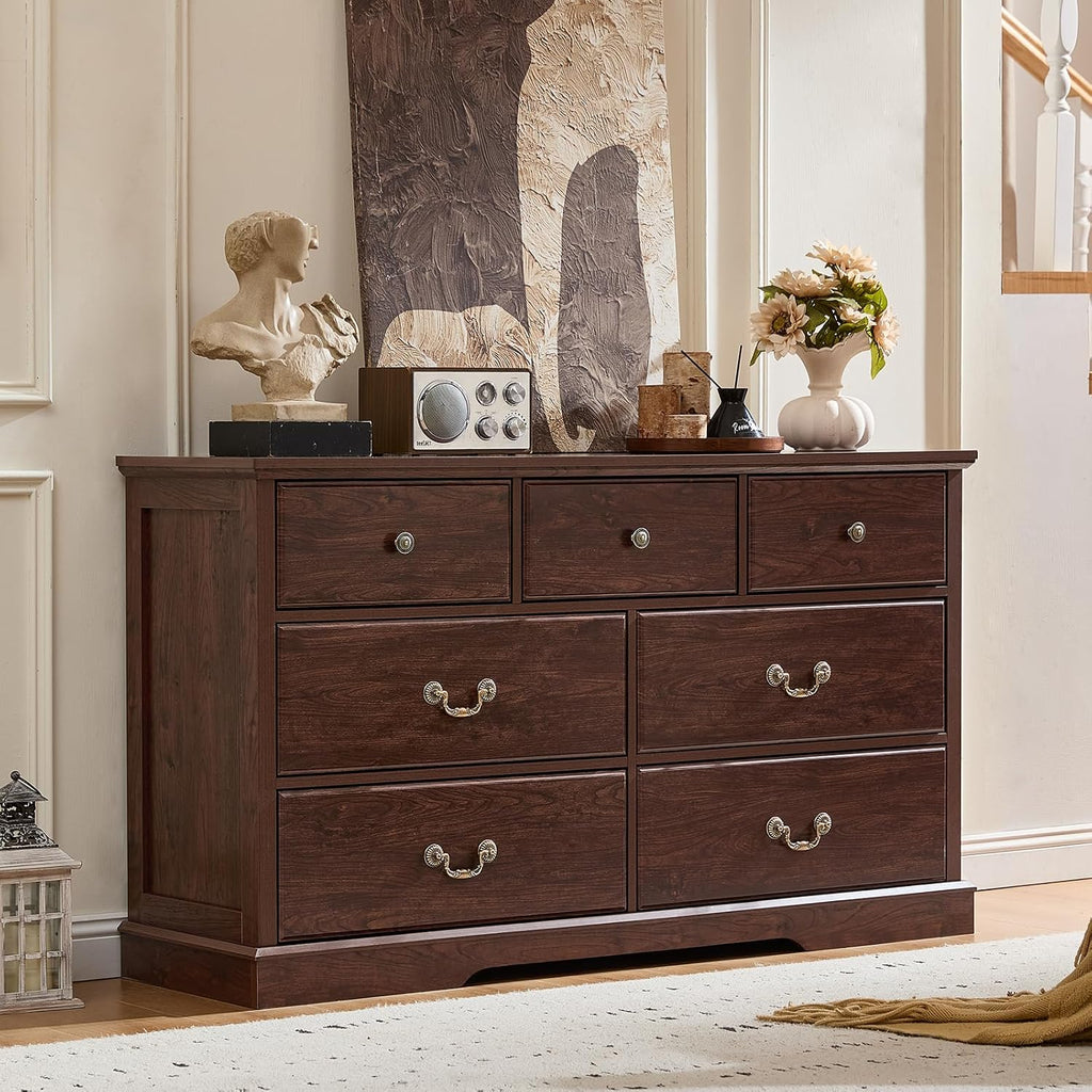 Walnut Farmhouse 7-Drawer Storage Dresser