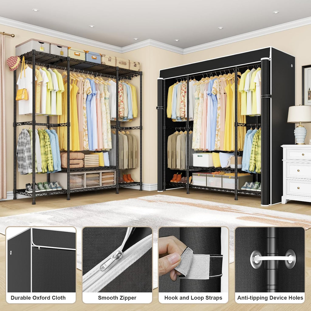 Black Covered 850 LBS Metal Garment Rack