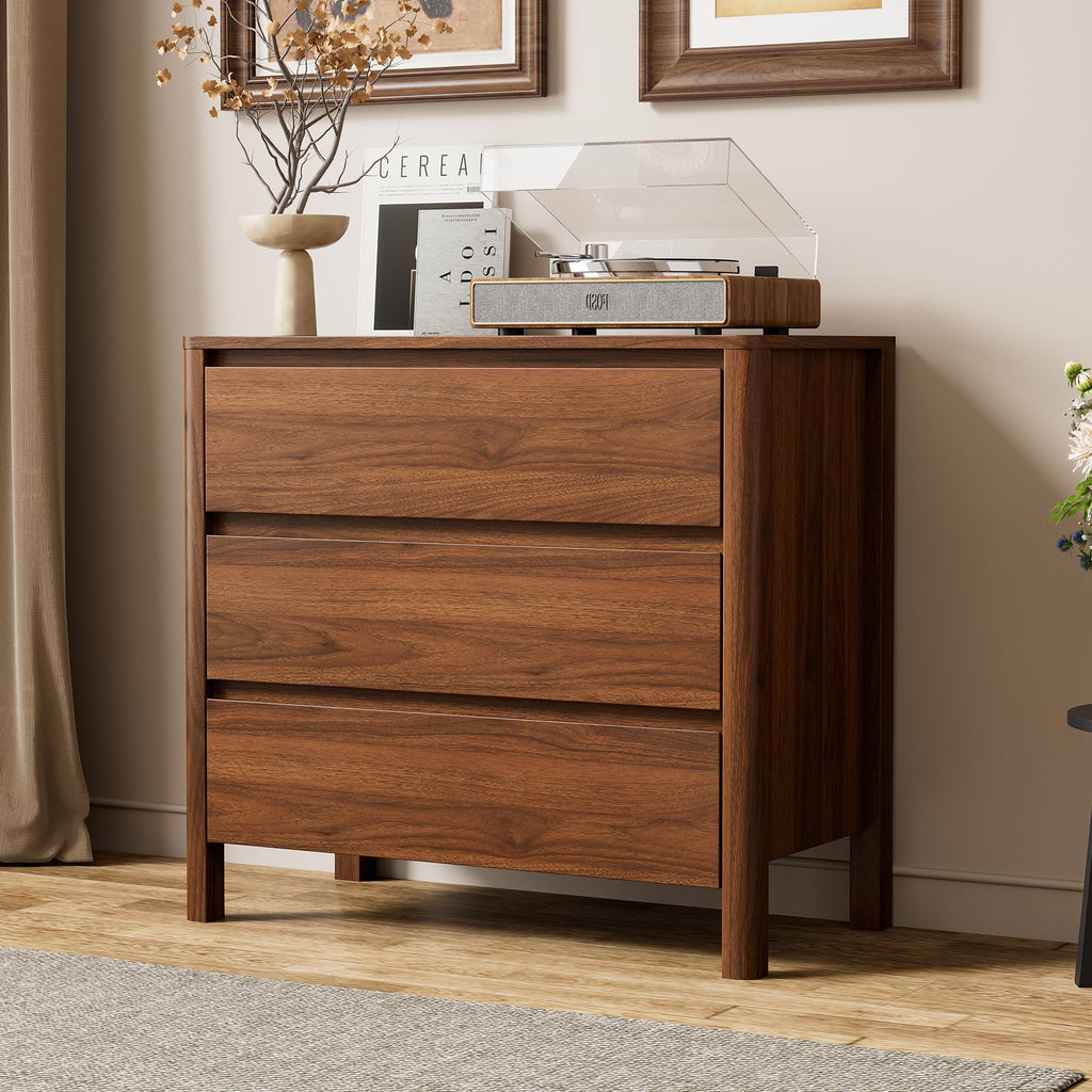 Walnut Wood Leg 9-Drawer Mid-Century Dresser