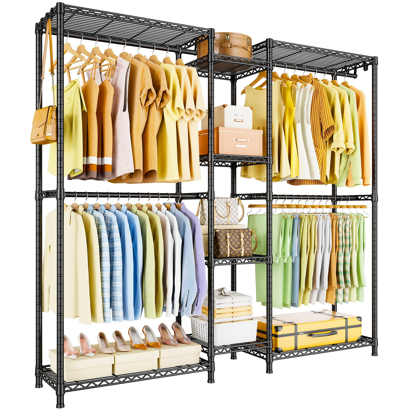 White Convertible L-Shape Heavy Garment Rack