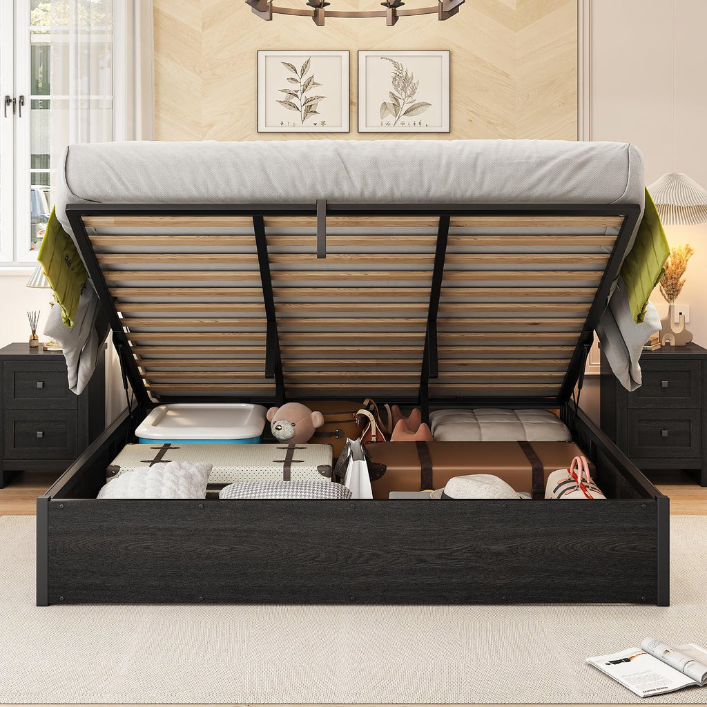 Dark Oak King Hydraulic Storage Bed Frame