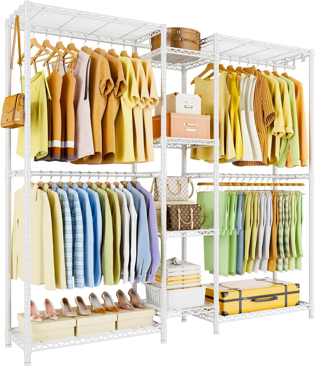 White Convertible L-Shape Heavy Garment Rack
