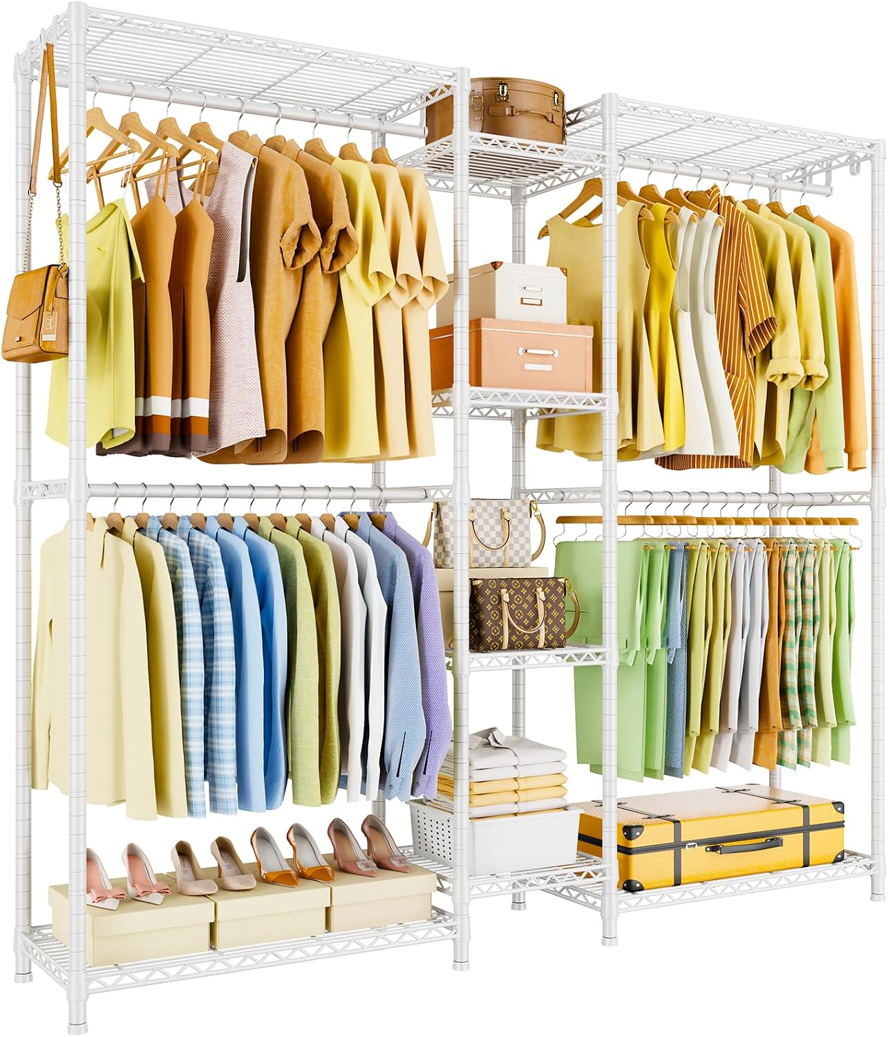 White Convertible L-Shape Heavy Garment Rack