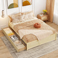 Natural Queen Wood Storage Drawer Bed Frame