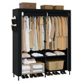 Black Covered 3-Rod Portable Wardrobe Closet