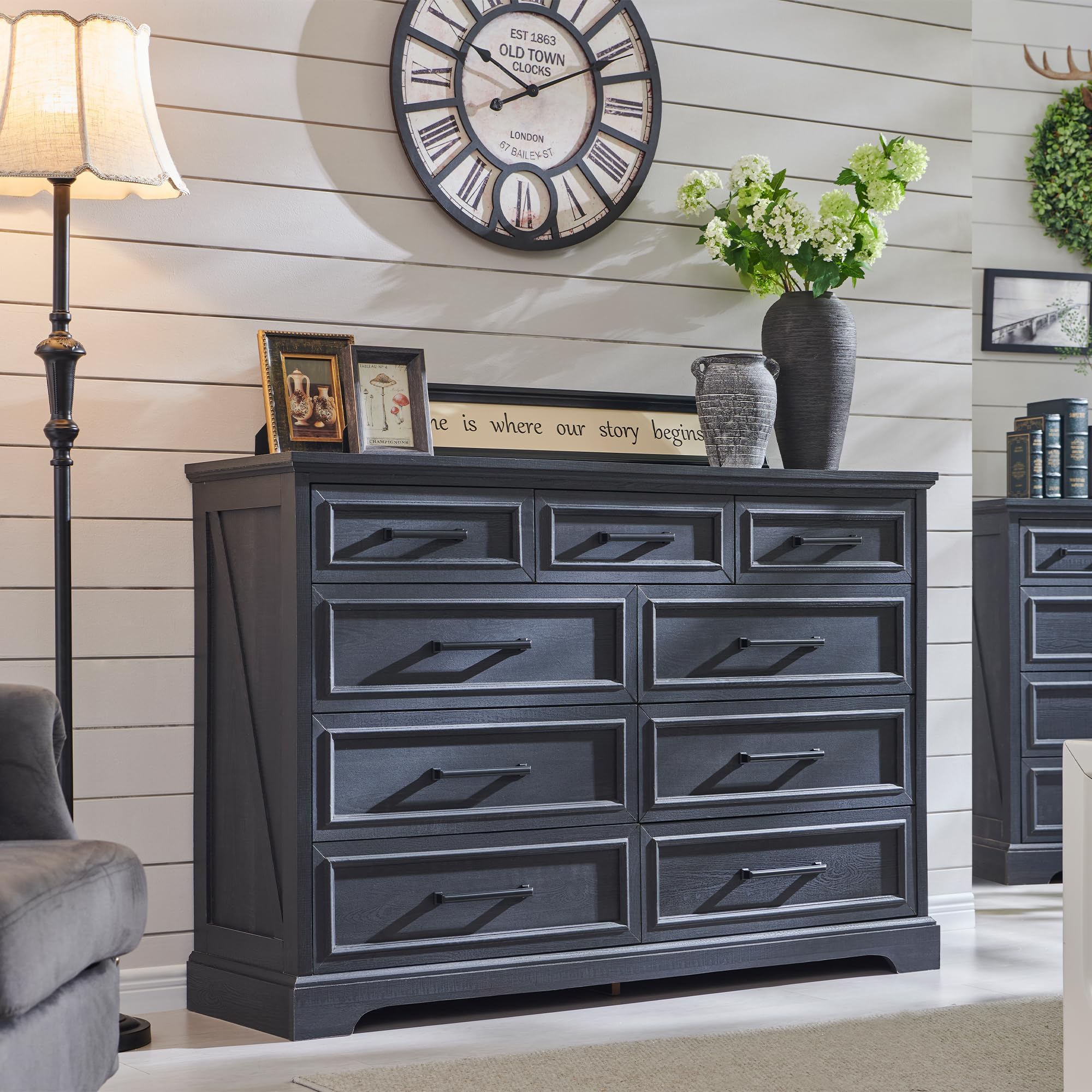 Off White Farmhouse 9-Drawer Storage Dresser