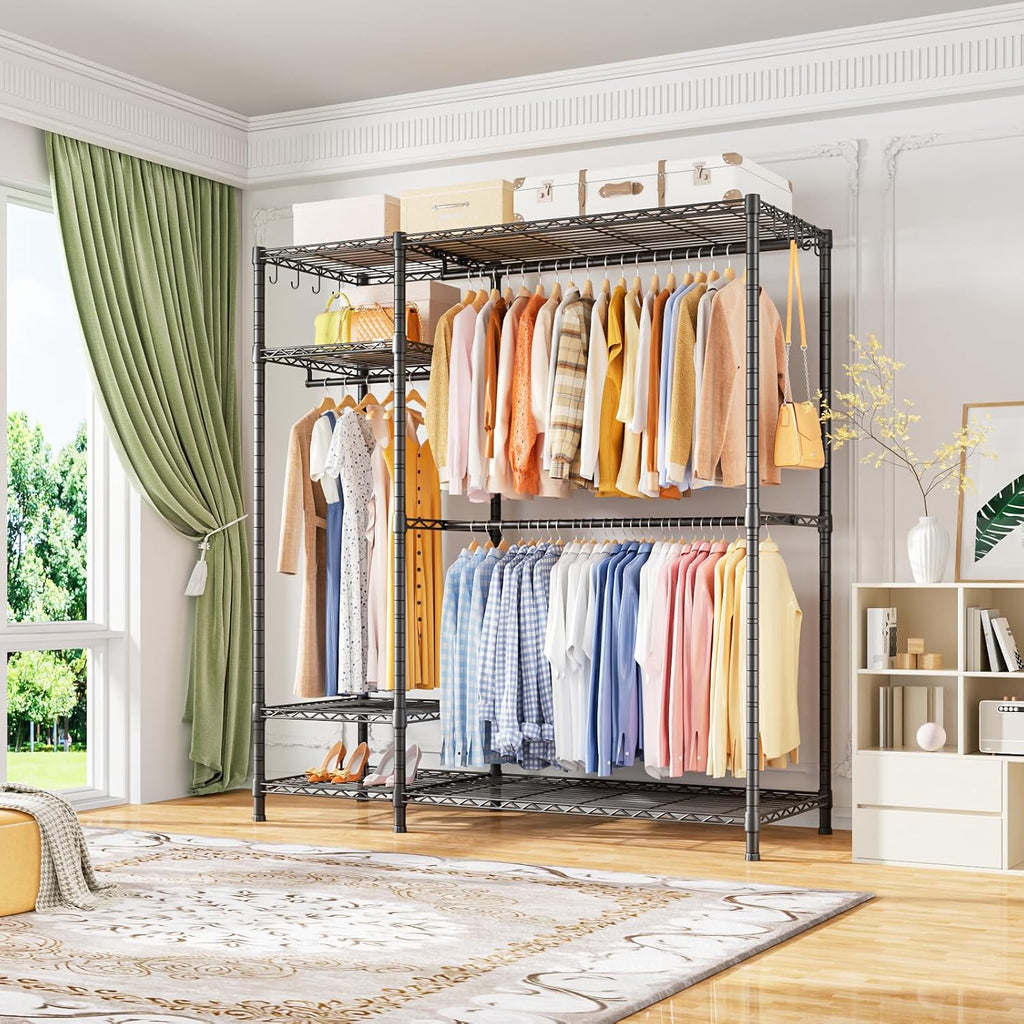 Black 6-Tier Heavy Duty Freestanding Garment Rack