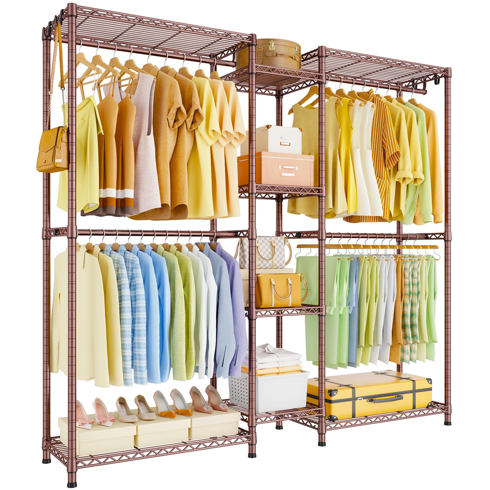 White Convertible L-Shape Heavy Garment Rack