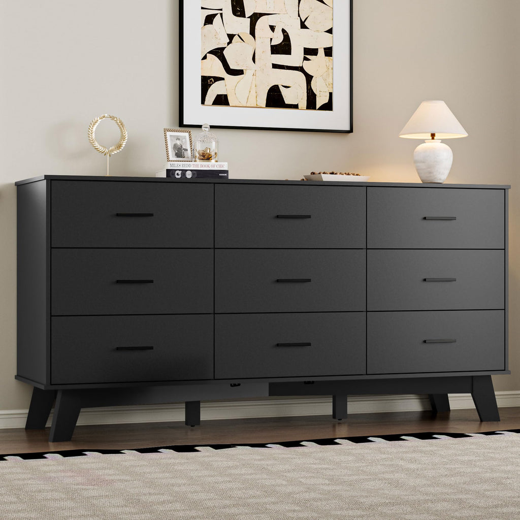 7-Drawer Modern Metal Handle Wood Dresser