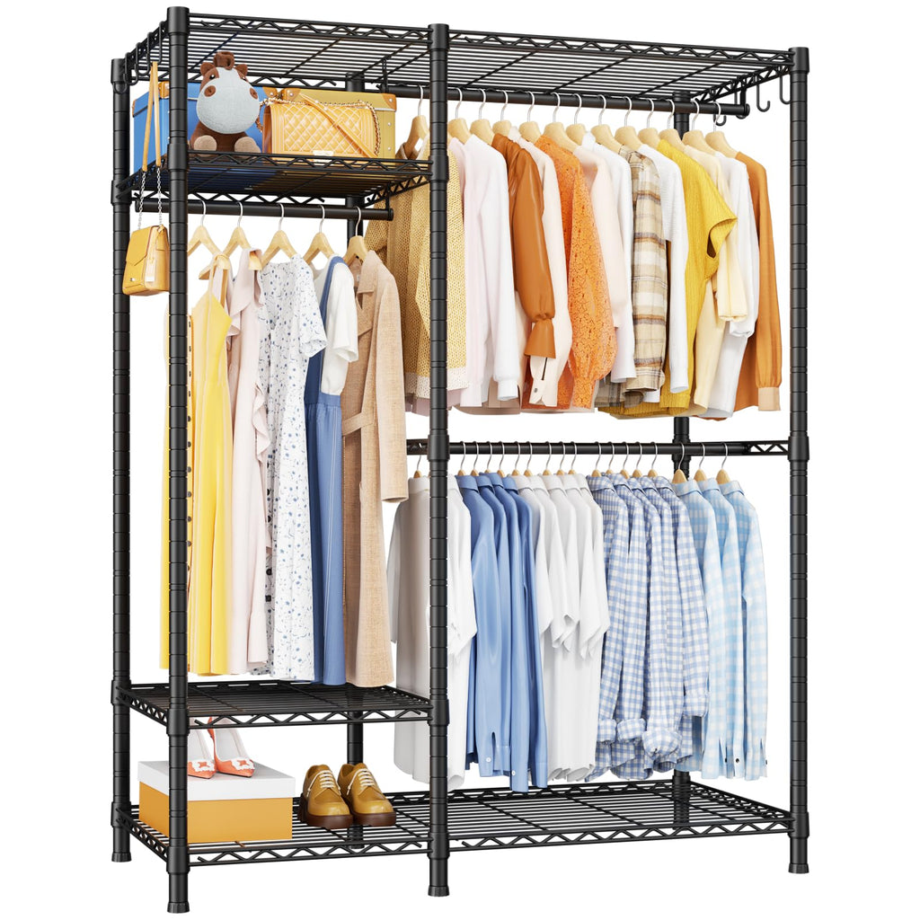 Black 6-Tier Heavy Duty Freestanding Garment Rack