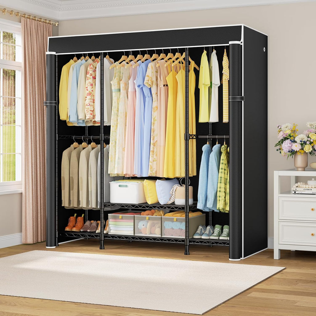 Black Covered 850 LBS Metal Garment Rack