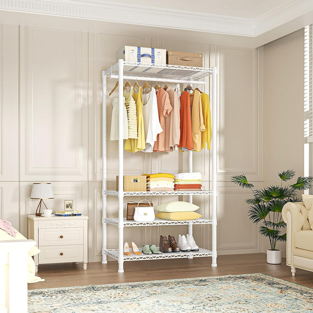 White 4-Tier Heavy Duty Freestanding Garment Rack