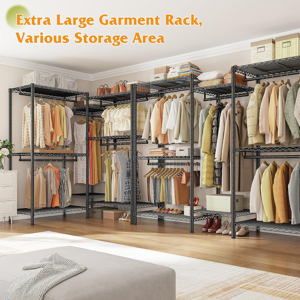 Black L-Shaped 900LBS Corner Garment Rack