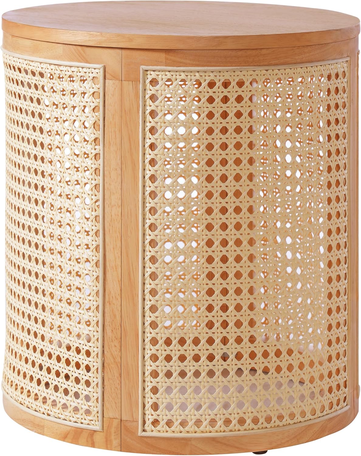 Natural Rattan Woven Round Rubber Wood Side Table