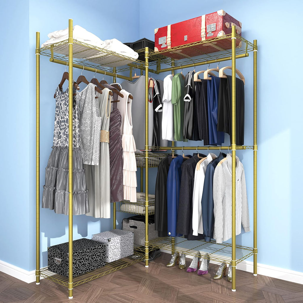 Gold 6-Tier Heavy Duty Metal Garment Rack