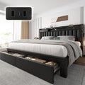 Dark Grey USB Charging Storage Queen Bed Frame