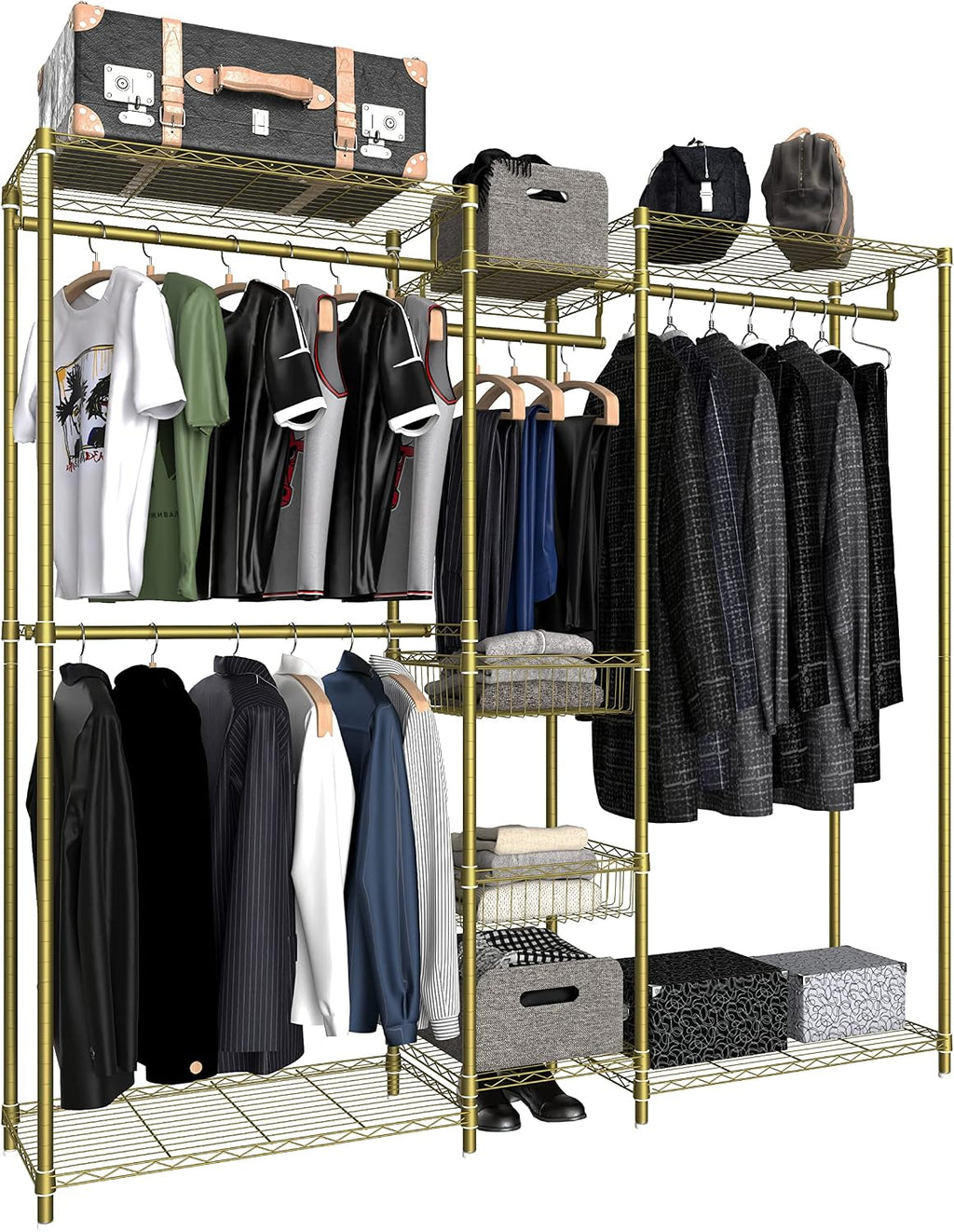 Gold 6-Tier Heavy Duty Metal Garment Rack