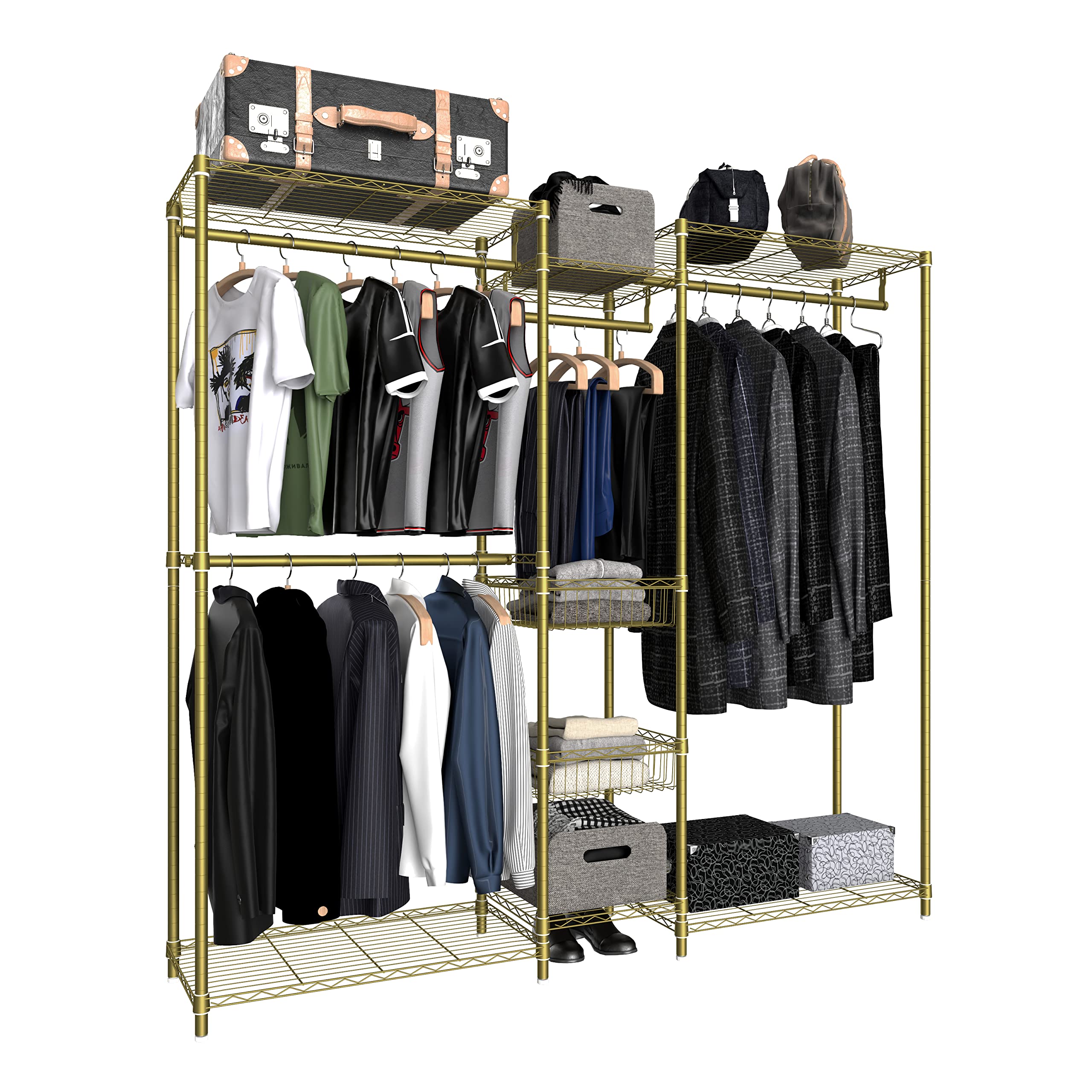 Gold 6-Tier Heavy Duty Metal Garment Rack